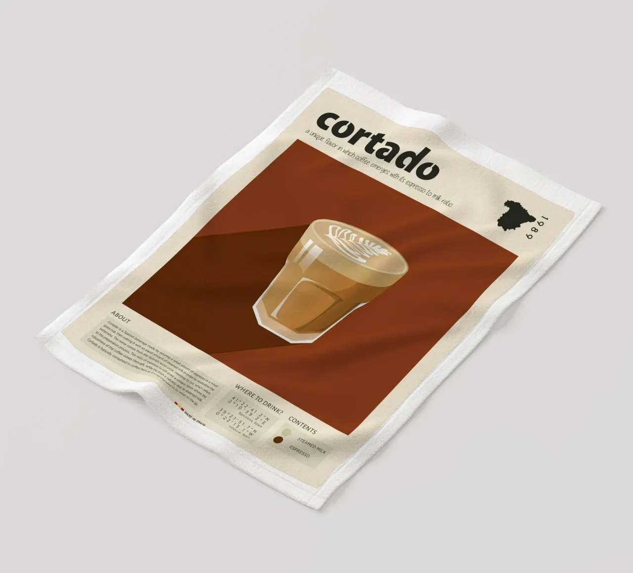 Cup of Cortado Print fleece blanket by Neeraprint