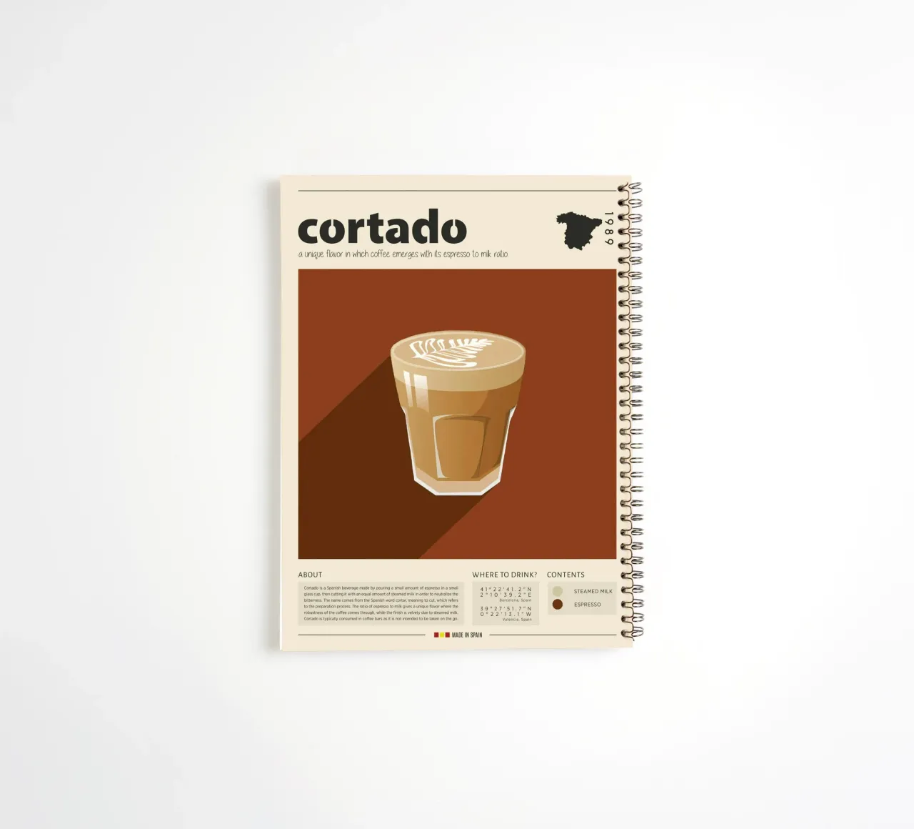 Cup of Cortado Print spiral notebook by Neeraprint