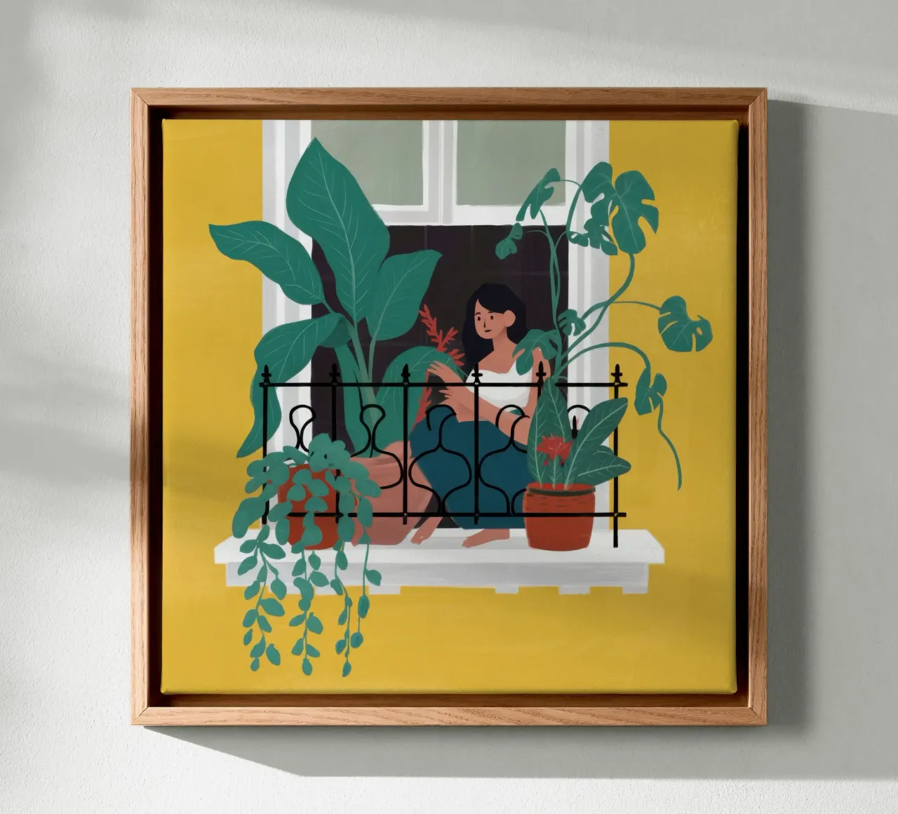 Dagdroom met groene ramen canvas met Baklijst van Hollow Years