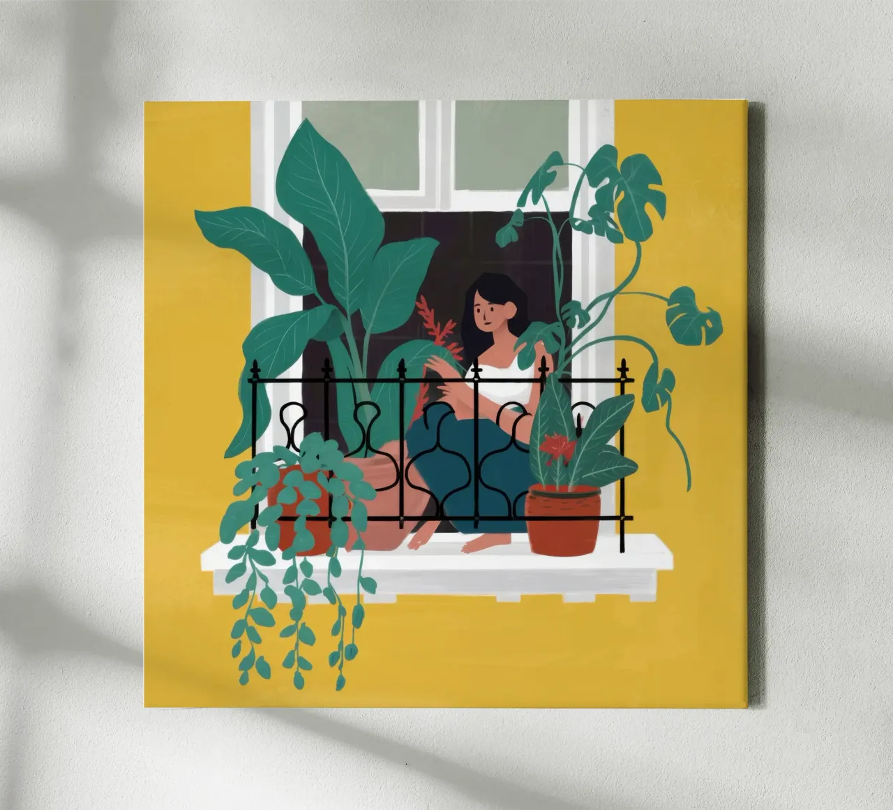 Dagdroom met groene ramen canvas met Baklijst van Hollow Years
