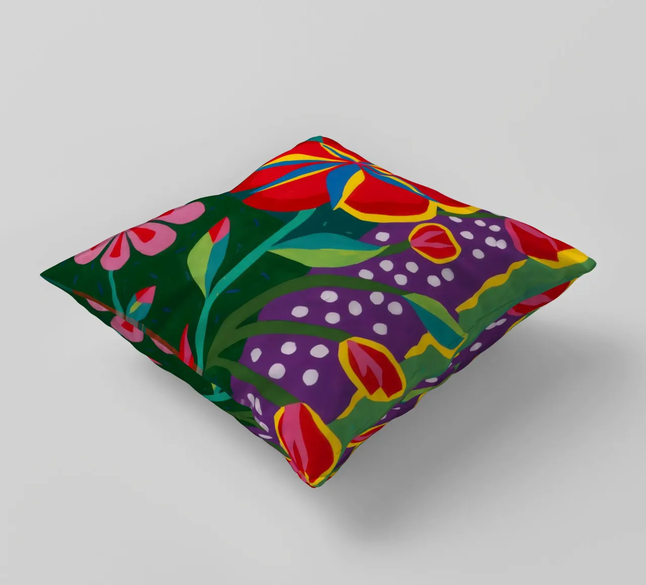 Ibisco pop a pois cuscino da Arcane Lines