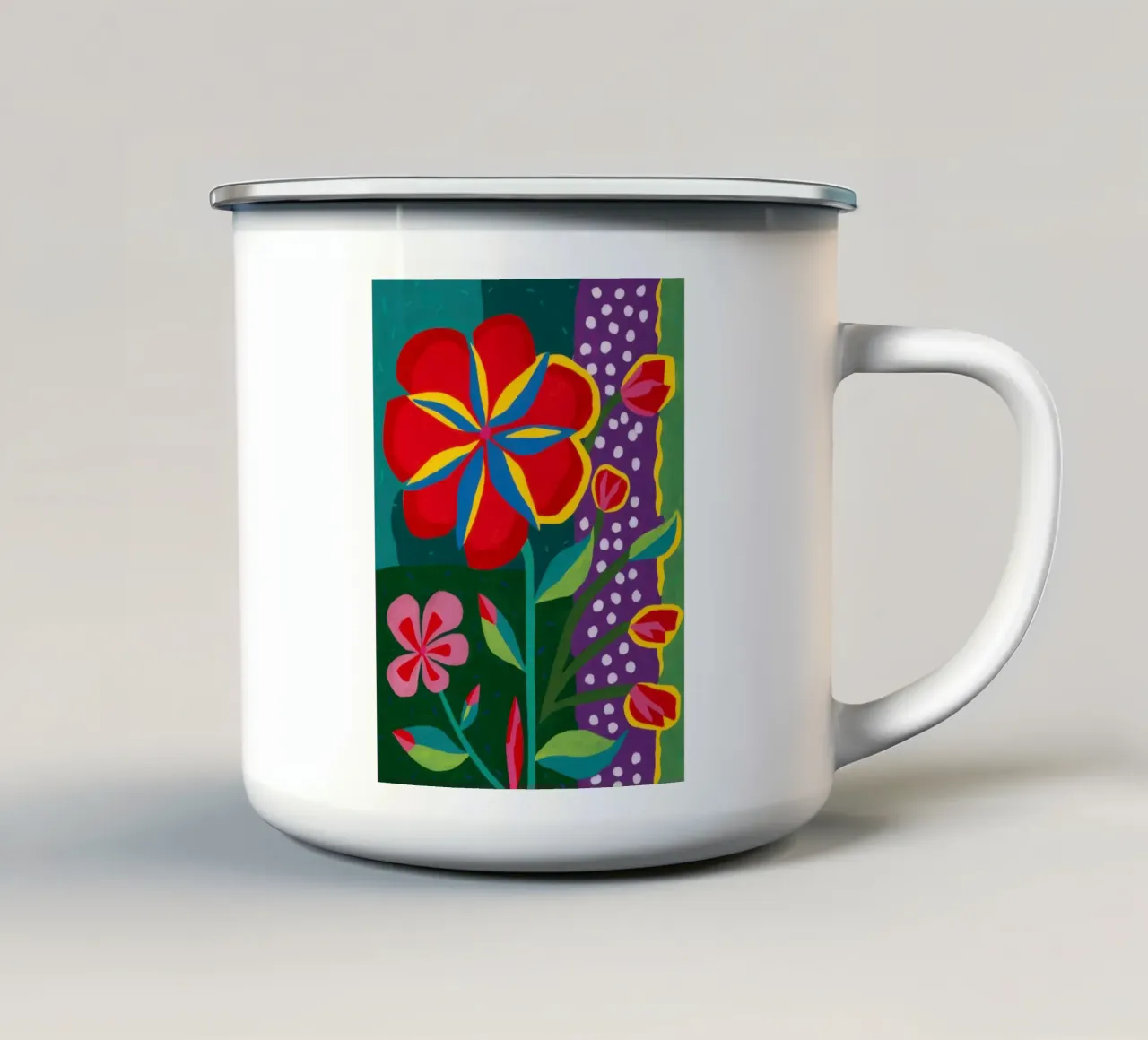 Ibisco pop a pois tazza in smalto da Arcane Lines