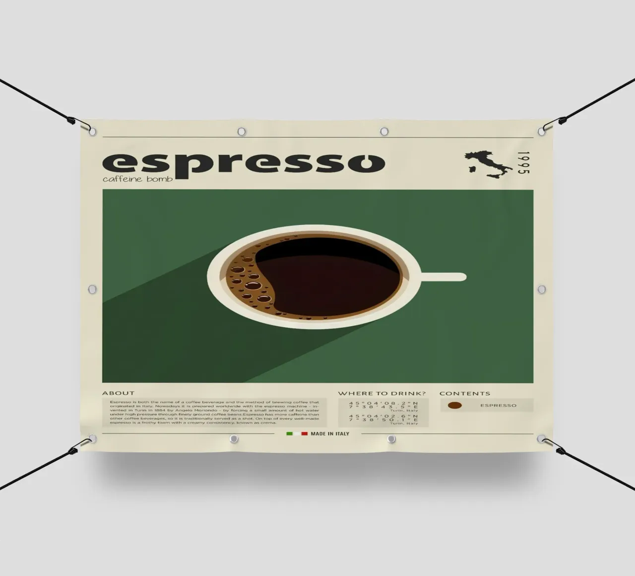 Stampa della tazza di caffè espresso telo in pvc da Neeraprint