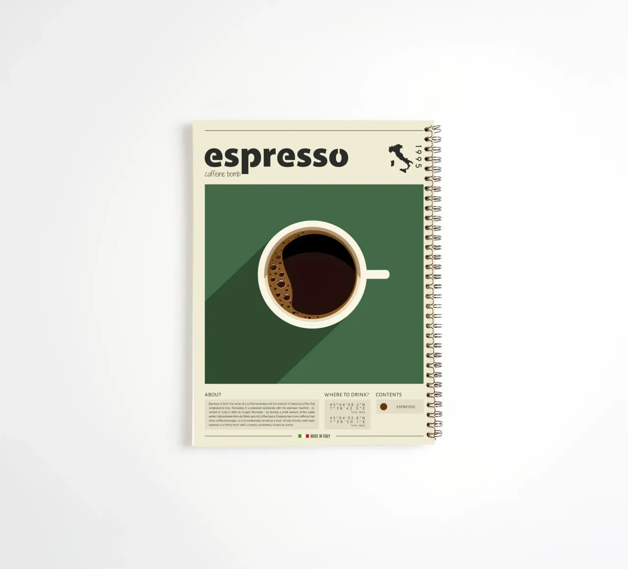 Cup of Espresso Print spiral notebook by Neeraprint