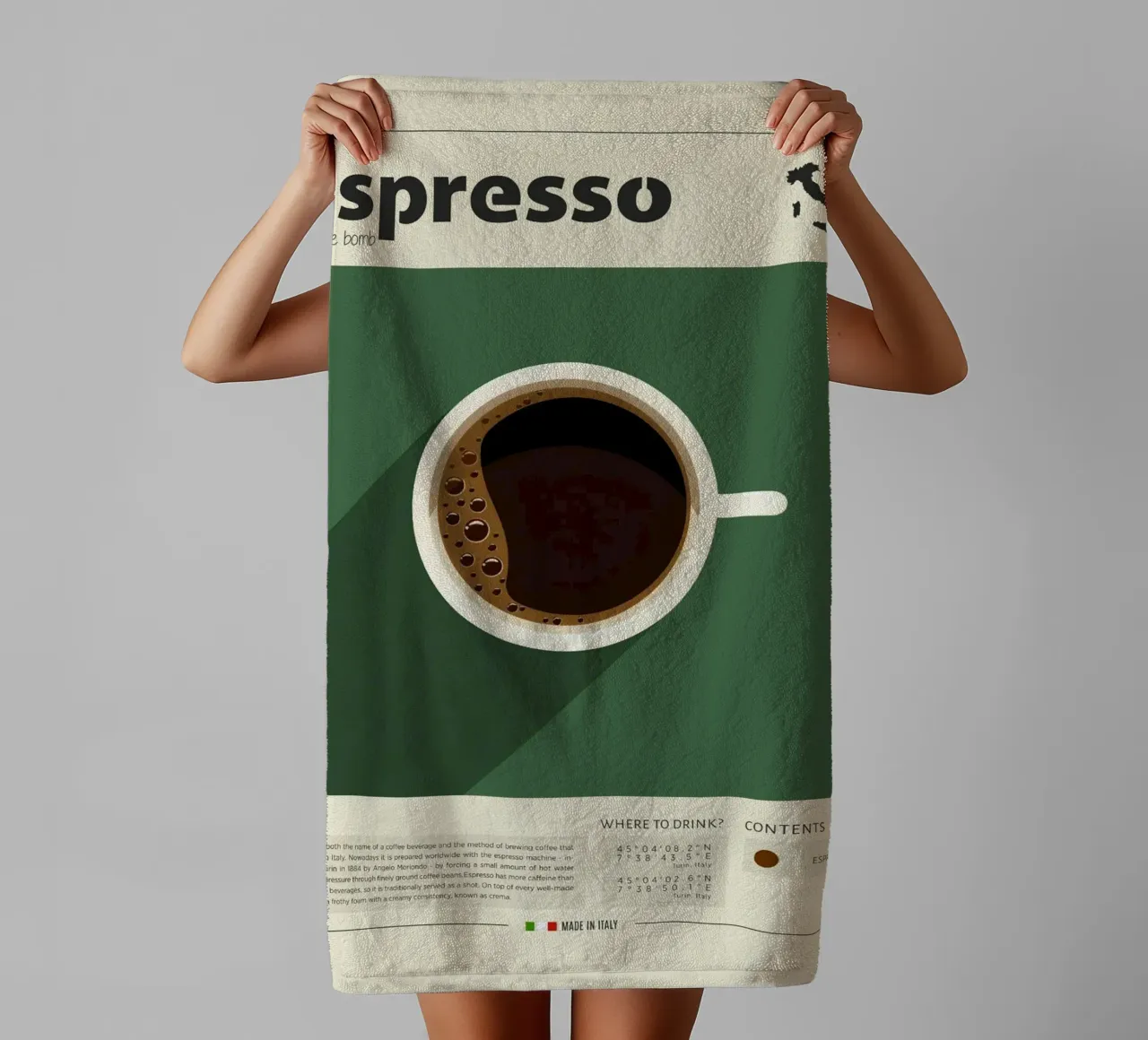 Cup of Espresso Print towel by Neeraprint