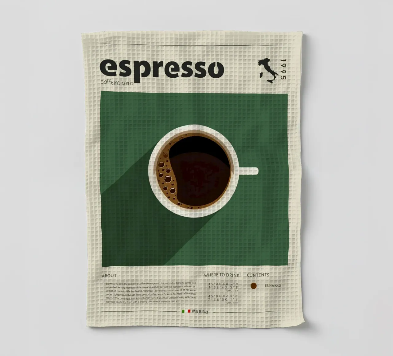 Stampa della tazza di caffè espresso canovaccio da cucina da Neeraprint
