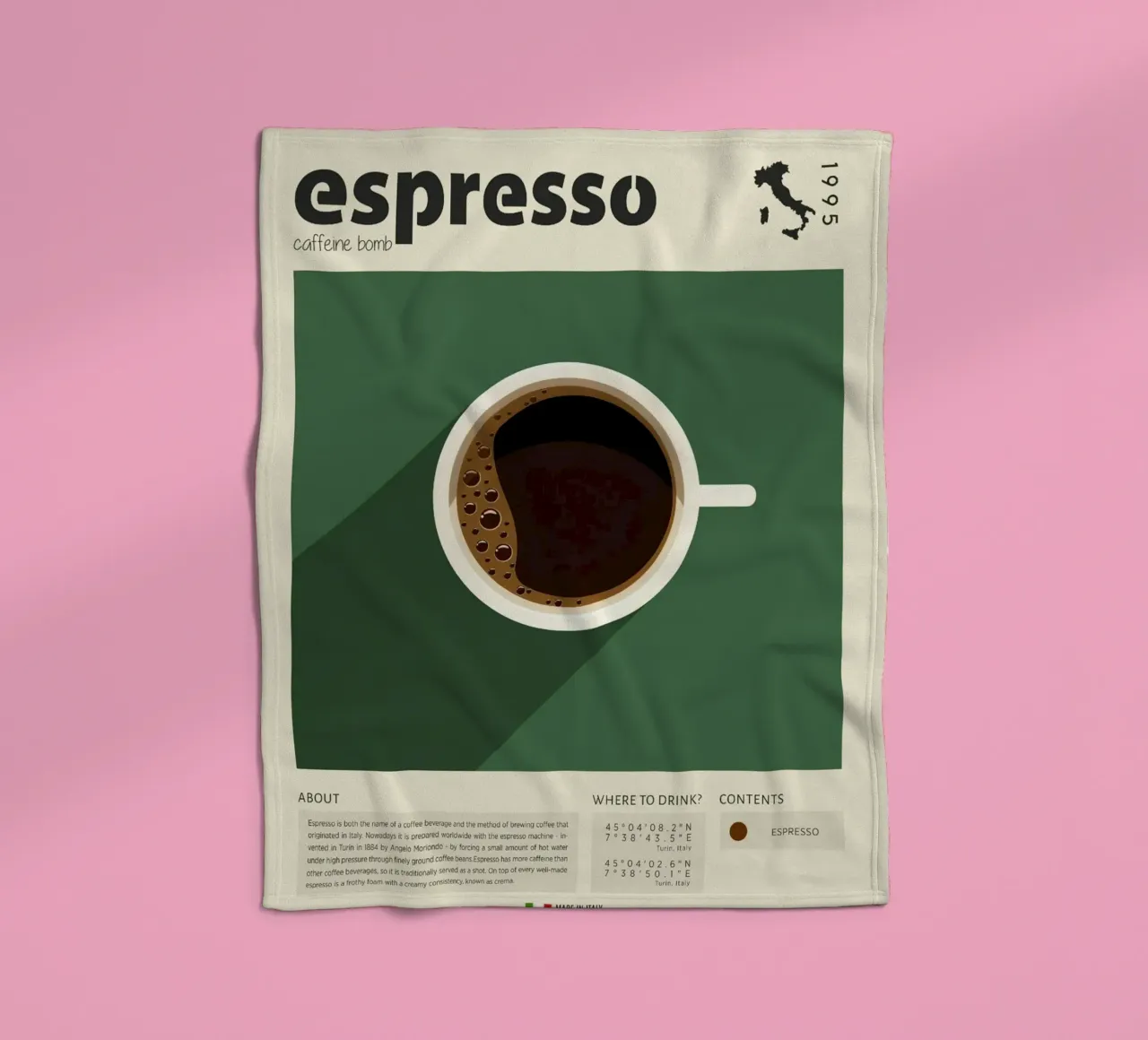 Cup of Espresso Print fleece blanket by Neeraprint