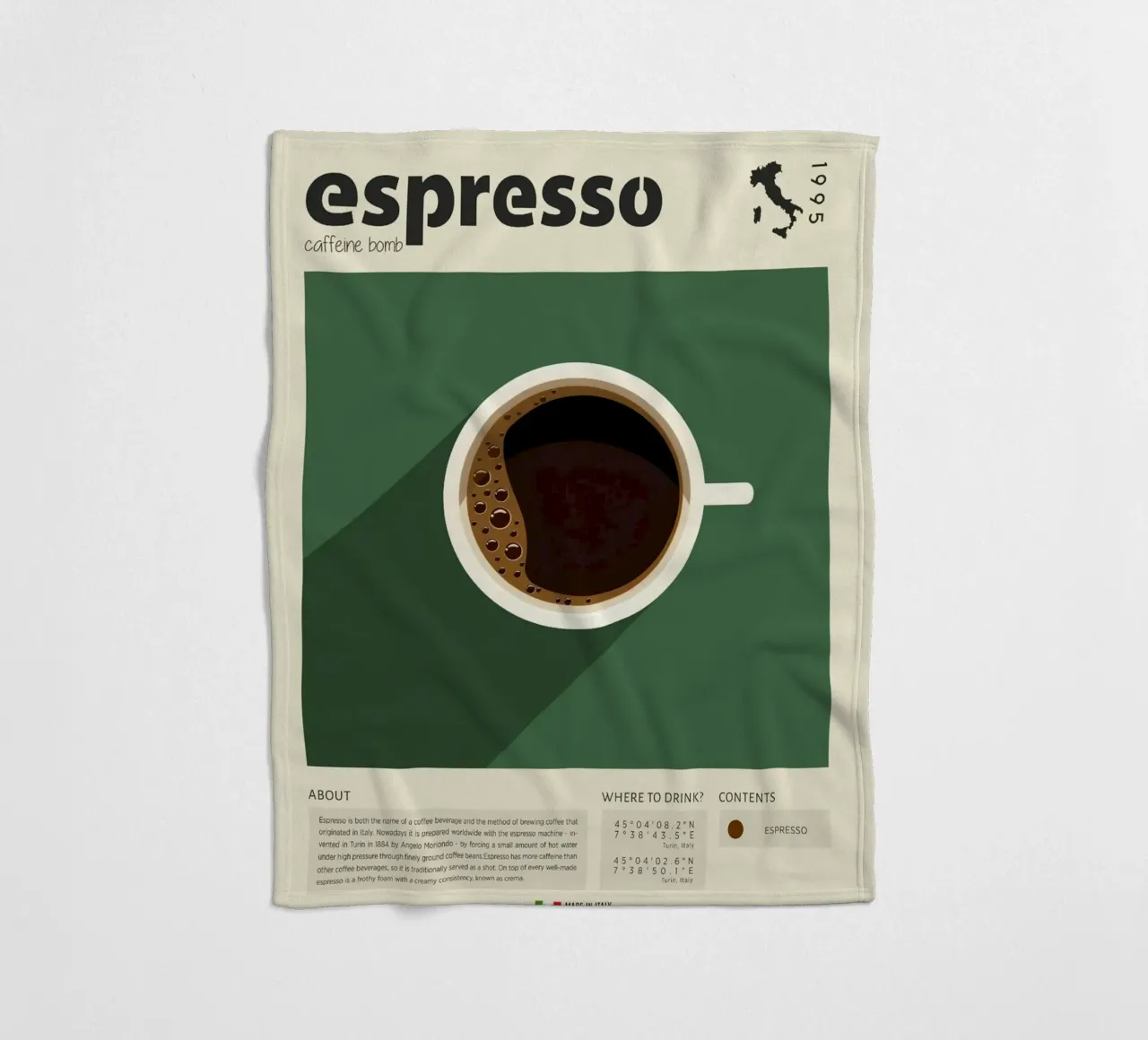Cup of Espresso Print fleece blanket by Neeraprint