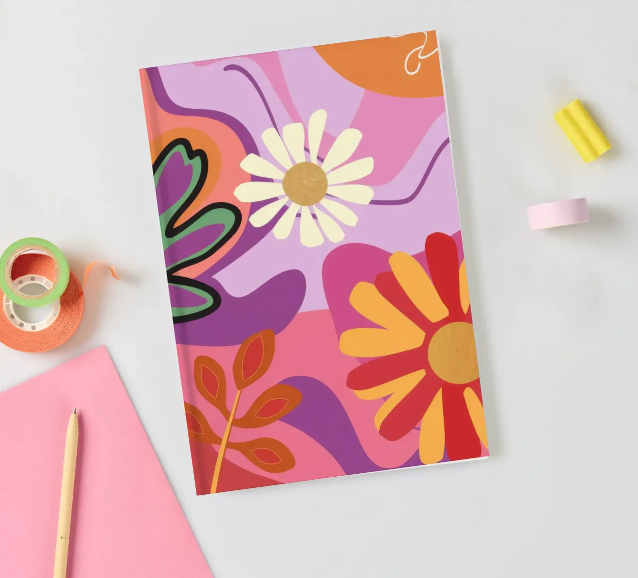 Abstract Floral Swirl notebook by Lune Dreams