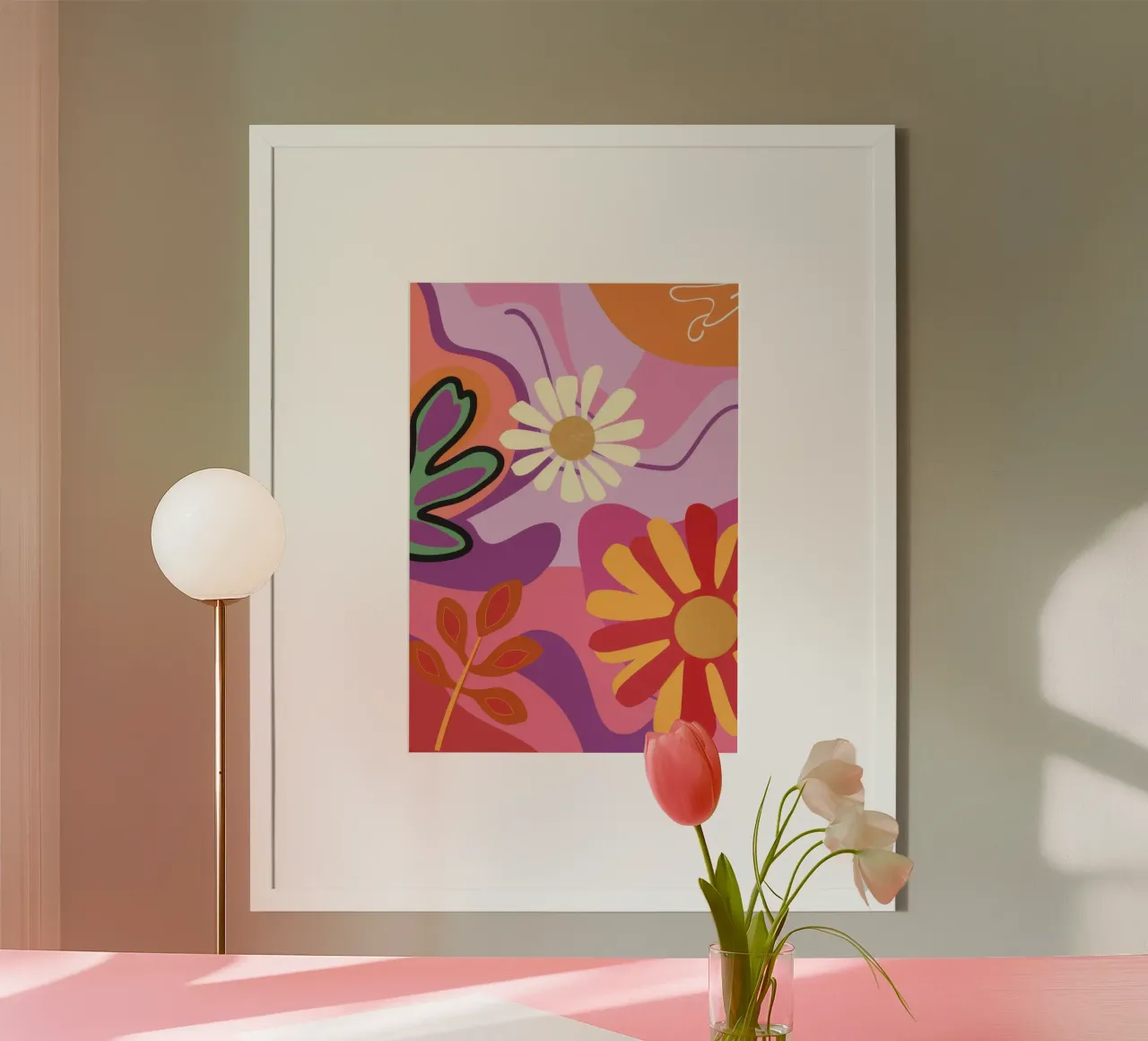 Abstracte bloemenwerveling hahnemühle van Lune Dreams