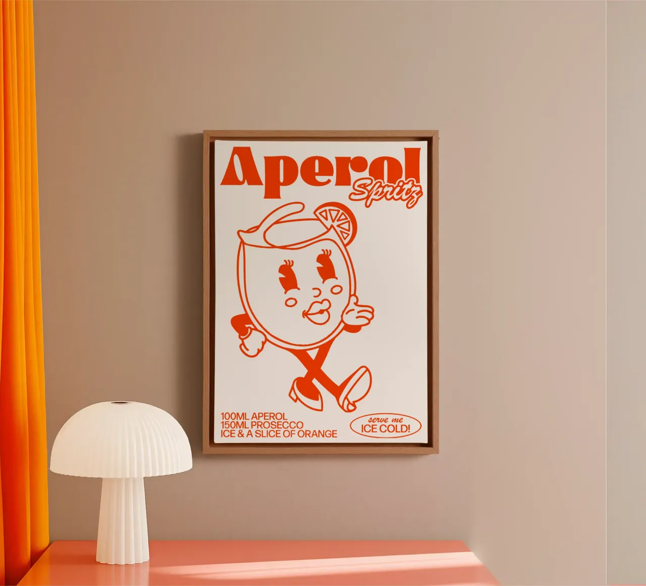 Aperol Spritz Ice Cold canvas with Floater frame by Neeraprint