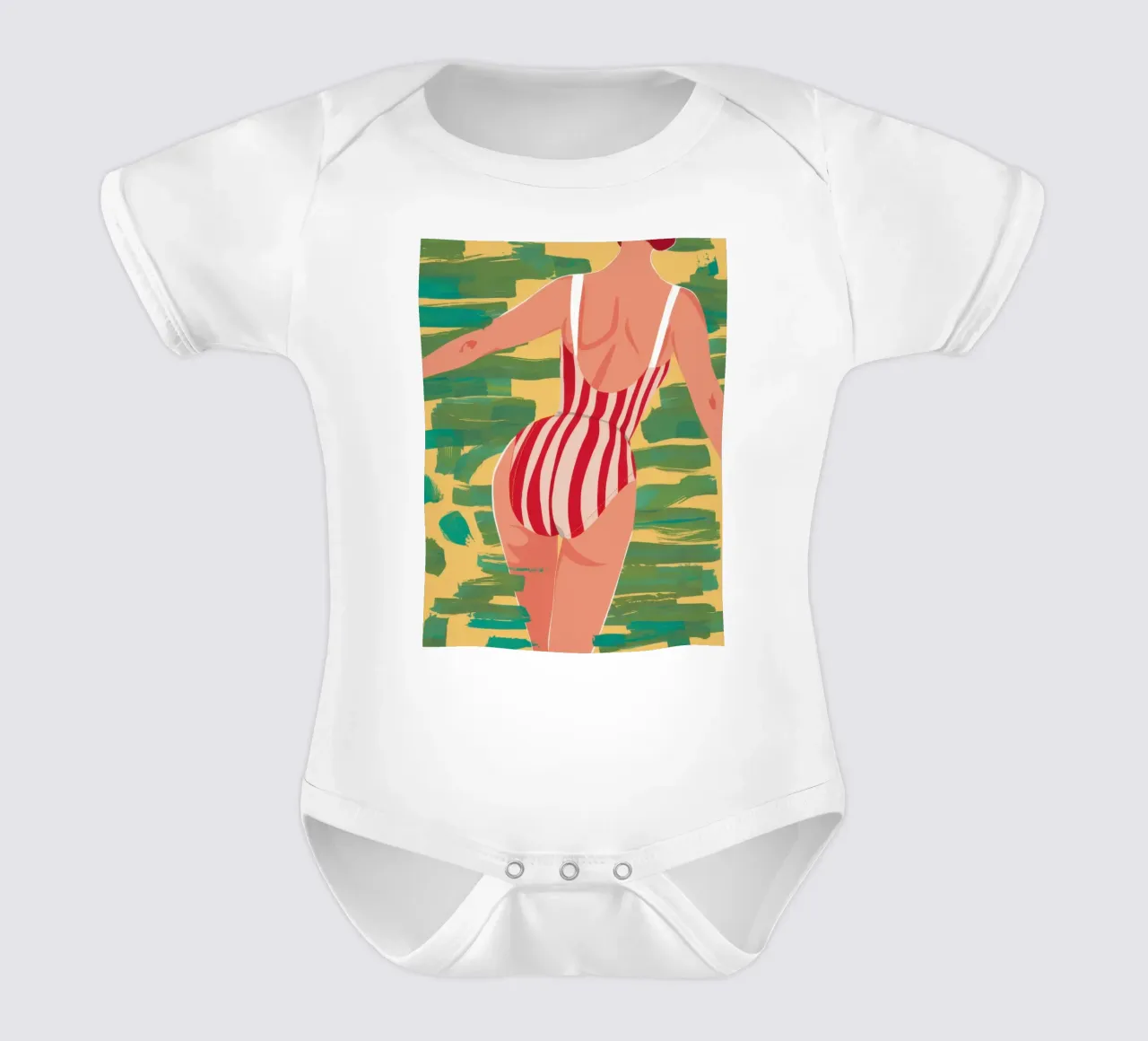 Red Stripe Summer short-sleeve baby romper by Sentinel Glow