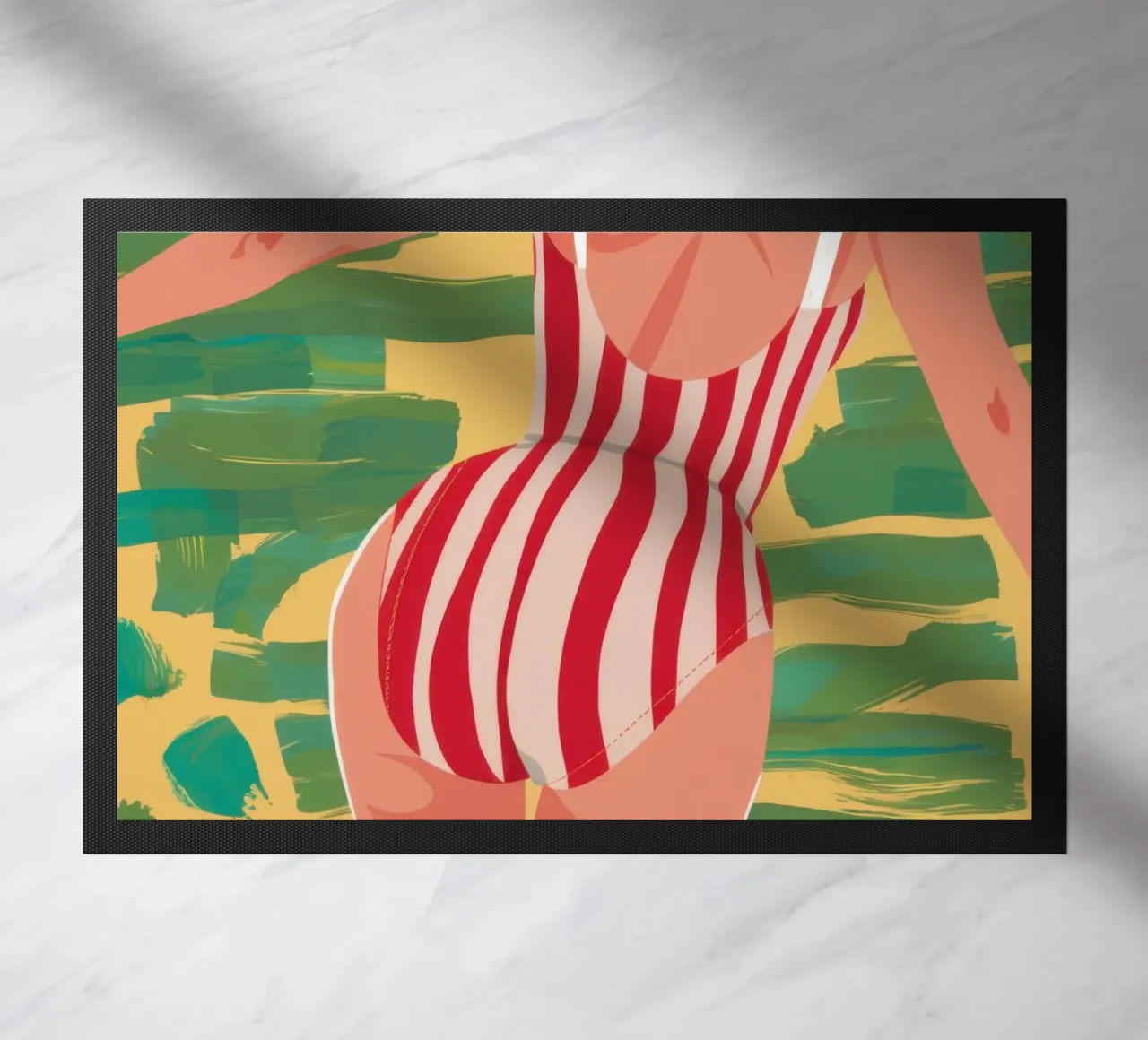 Red Stripe Summer doormat by Sentinel Glow