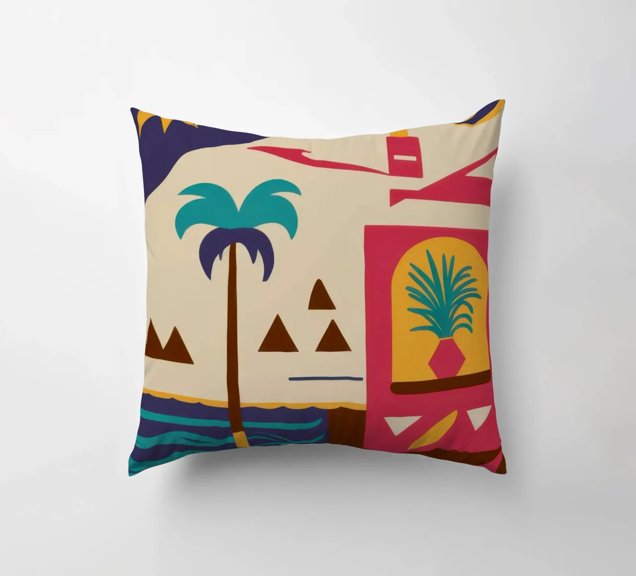 Deco geometrico tropicale cuscino da Mossy Pigment