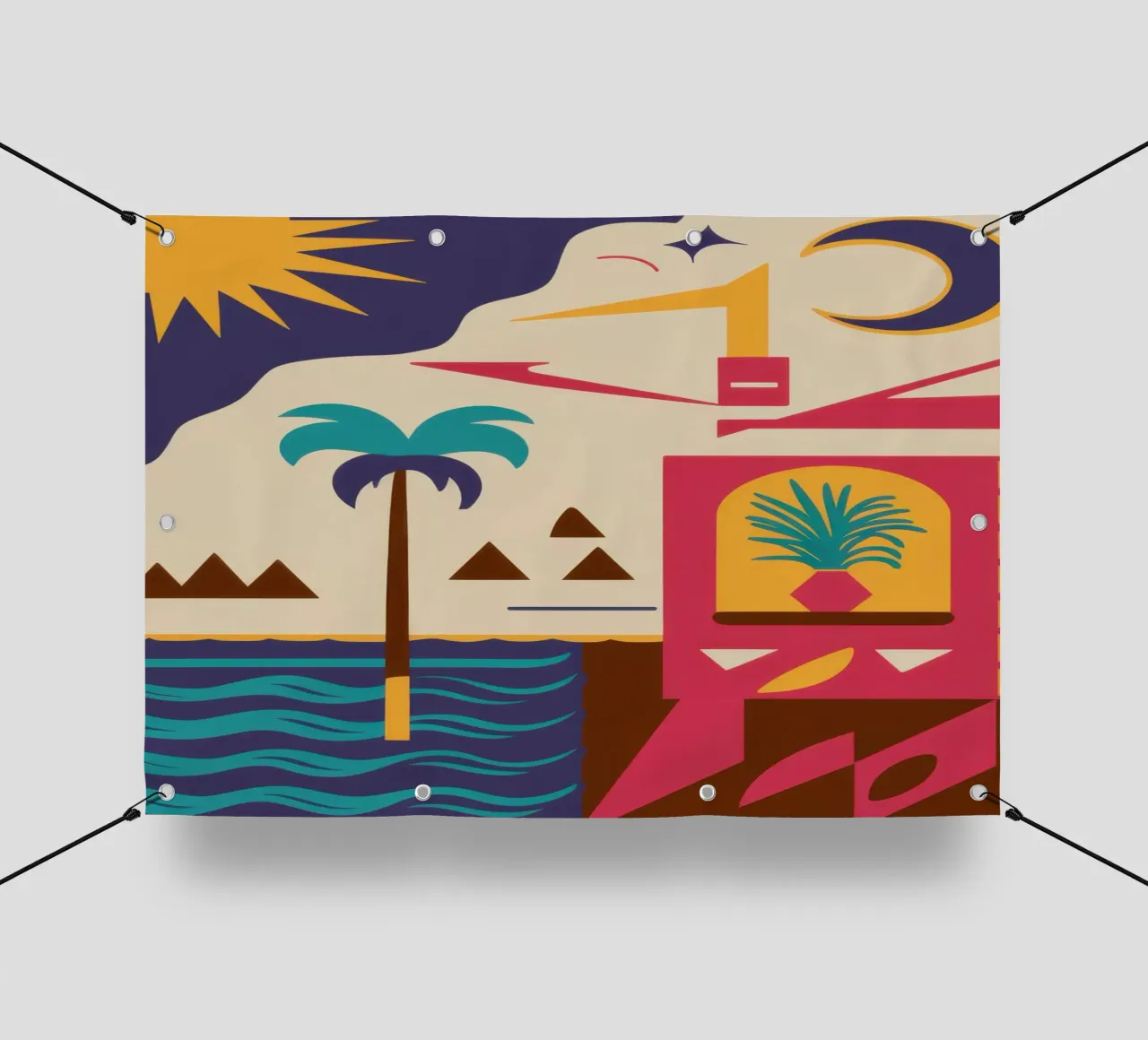 Deco geometrico tropicale telo in pvc da Mossy Pigment