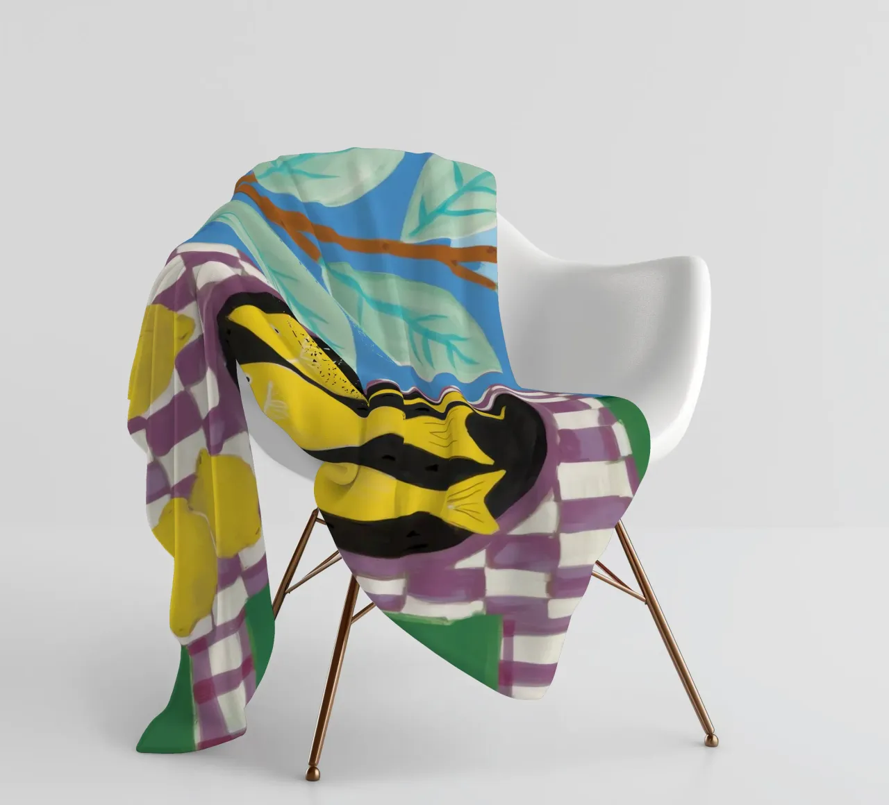 Tableau di pesce a scacchi coperta in pile da Arcane Lines