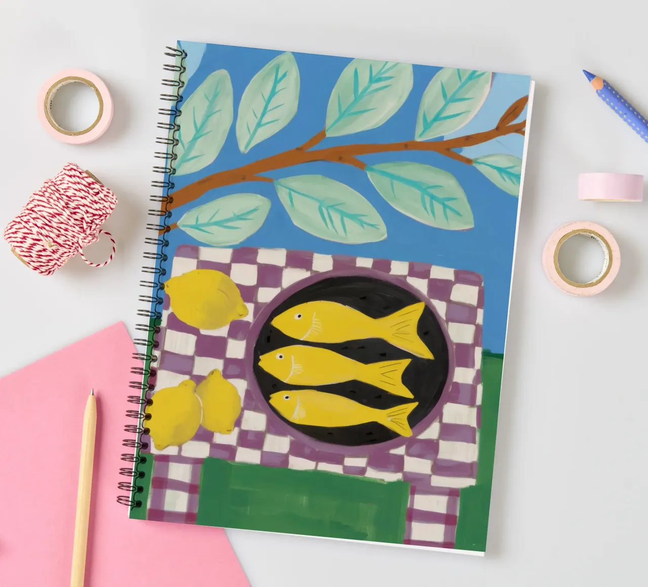 Checkered Fish Tableau spiral notebook by Arcane Lines
