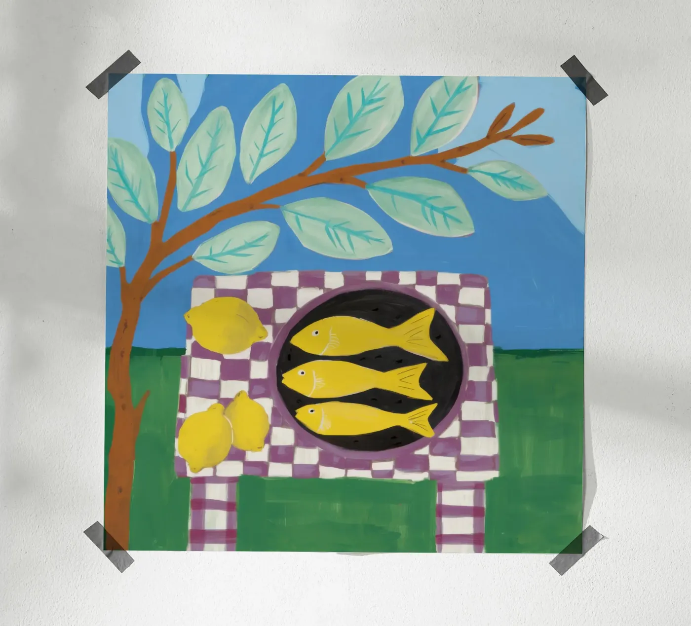 Checkered Fish Tableau poster by Arcane Lines