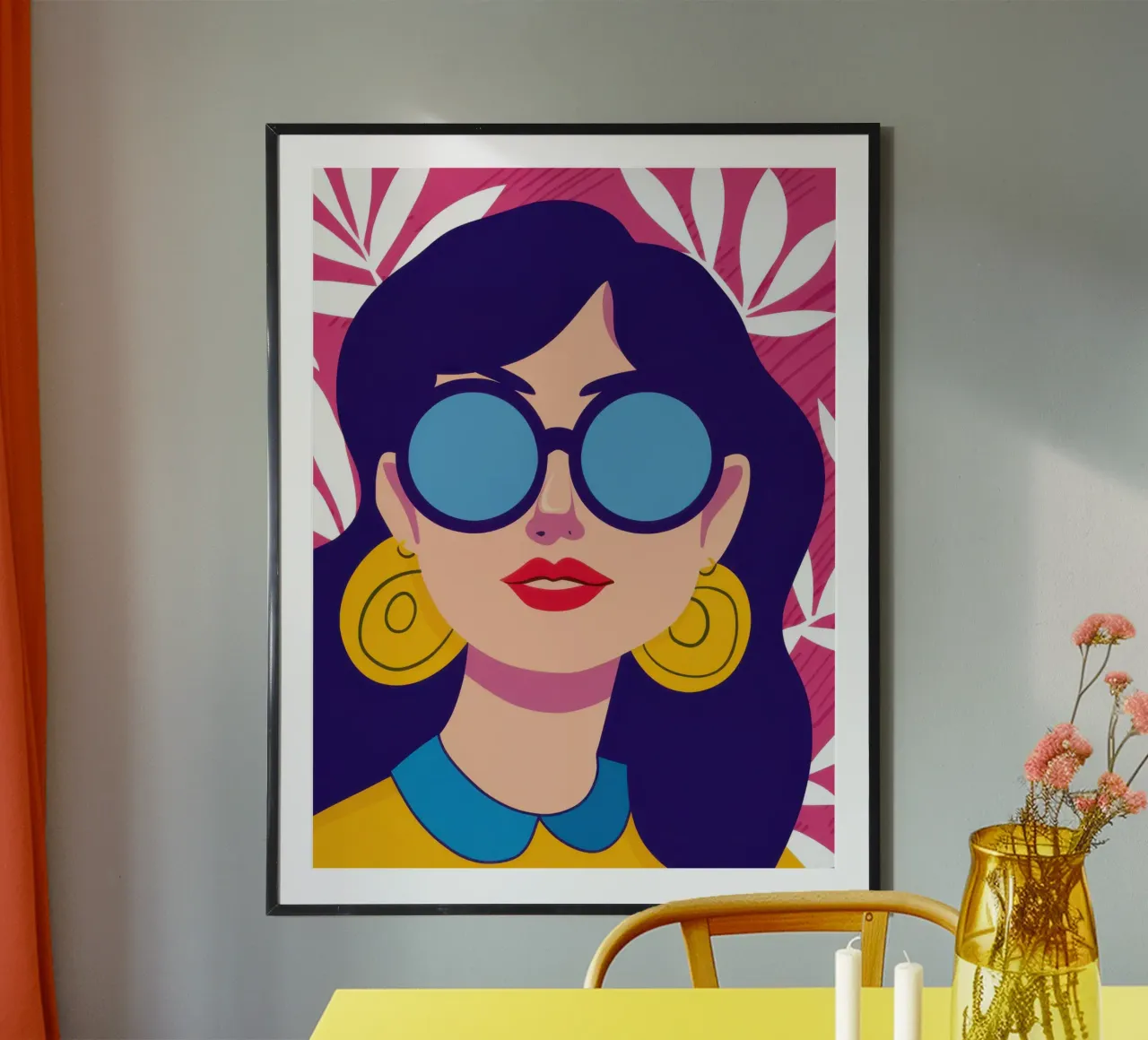 Sguardo azzurro da occhiali da sole poster con telaio in alluminio da Sentinel Glow