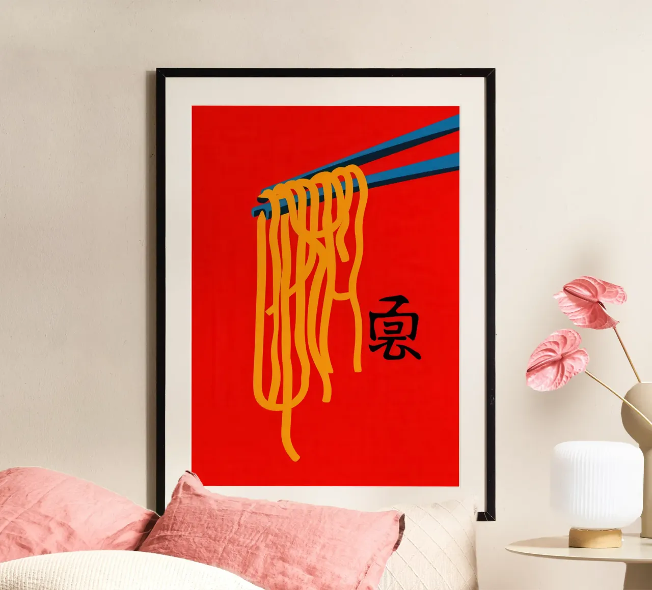 Ciotola per spaghetti rossa poster da Lune Dreams