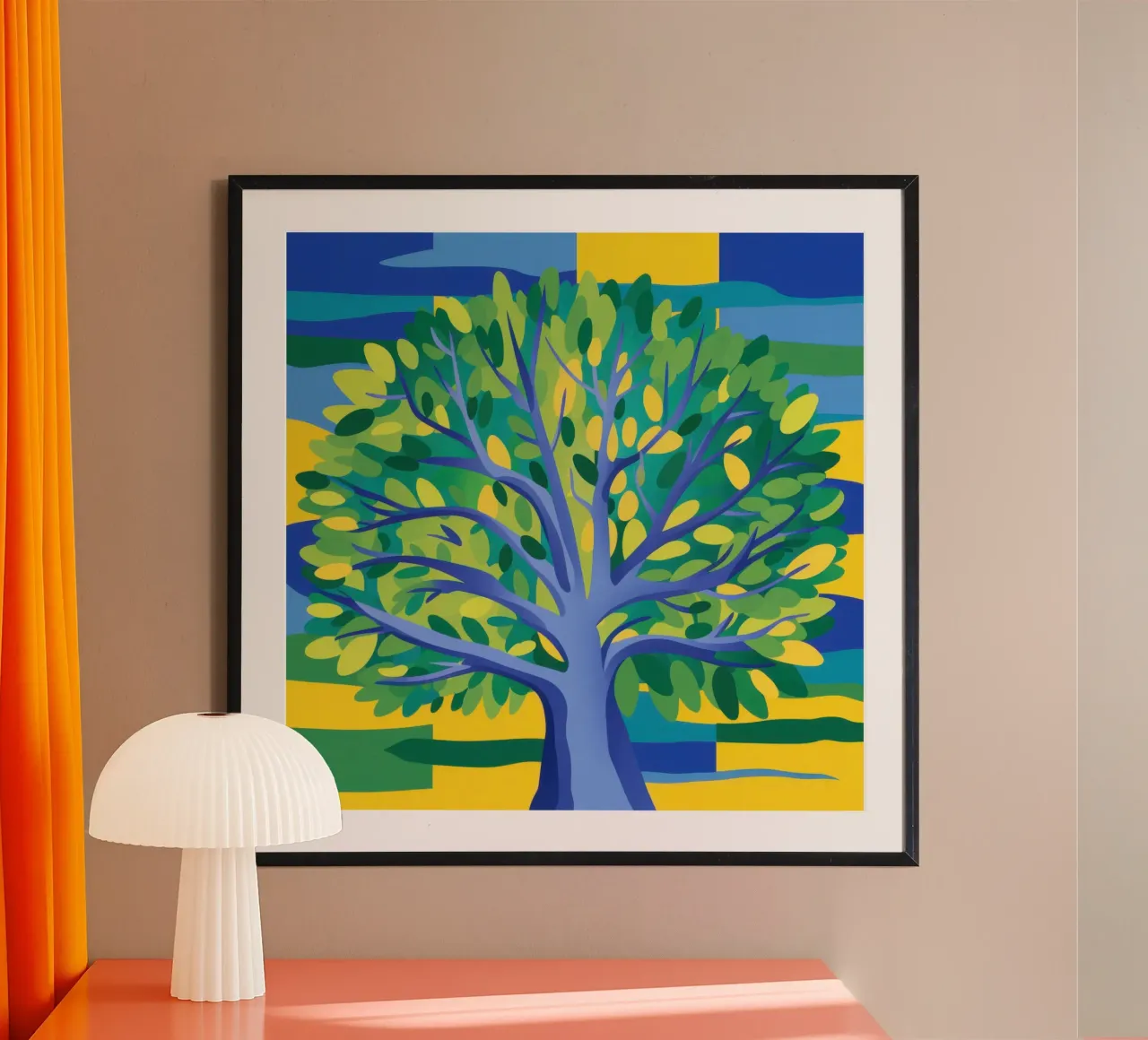 Albero blu elettrico poster con telaio in plastica da Arcane Lines
