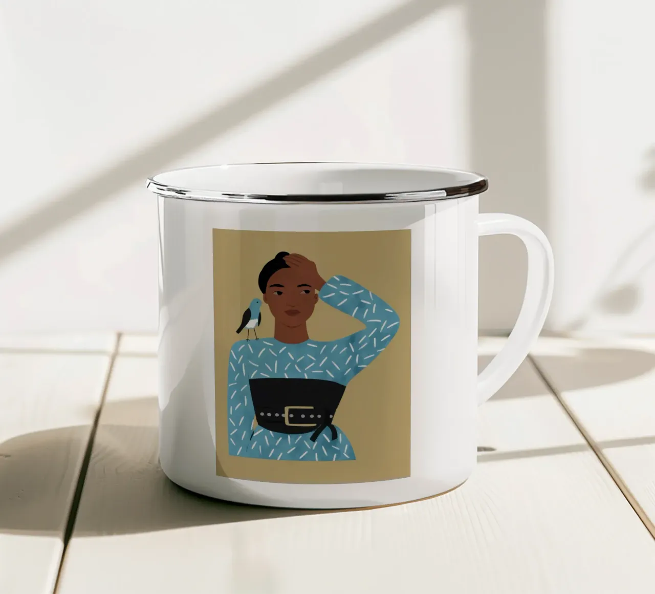 Azure Patterned Poise enamel mug by Hollow Years