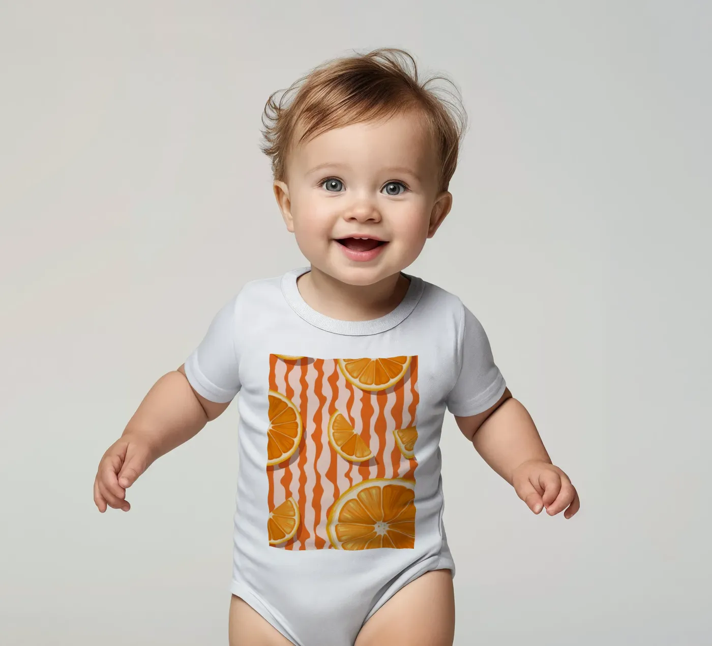 Orange Slice Pattern Kurzarm Babybody von Lune Dreams