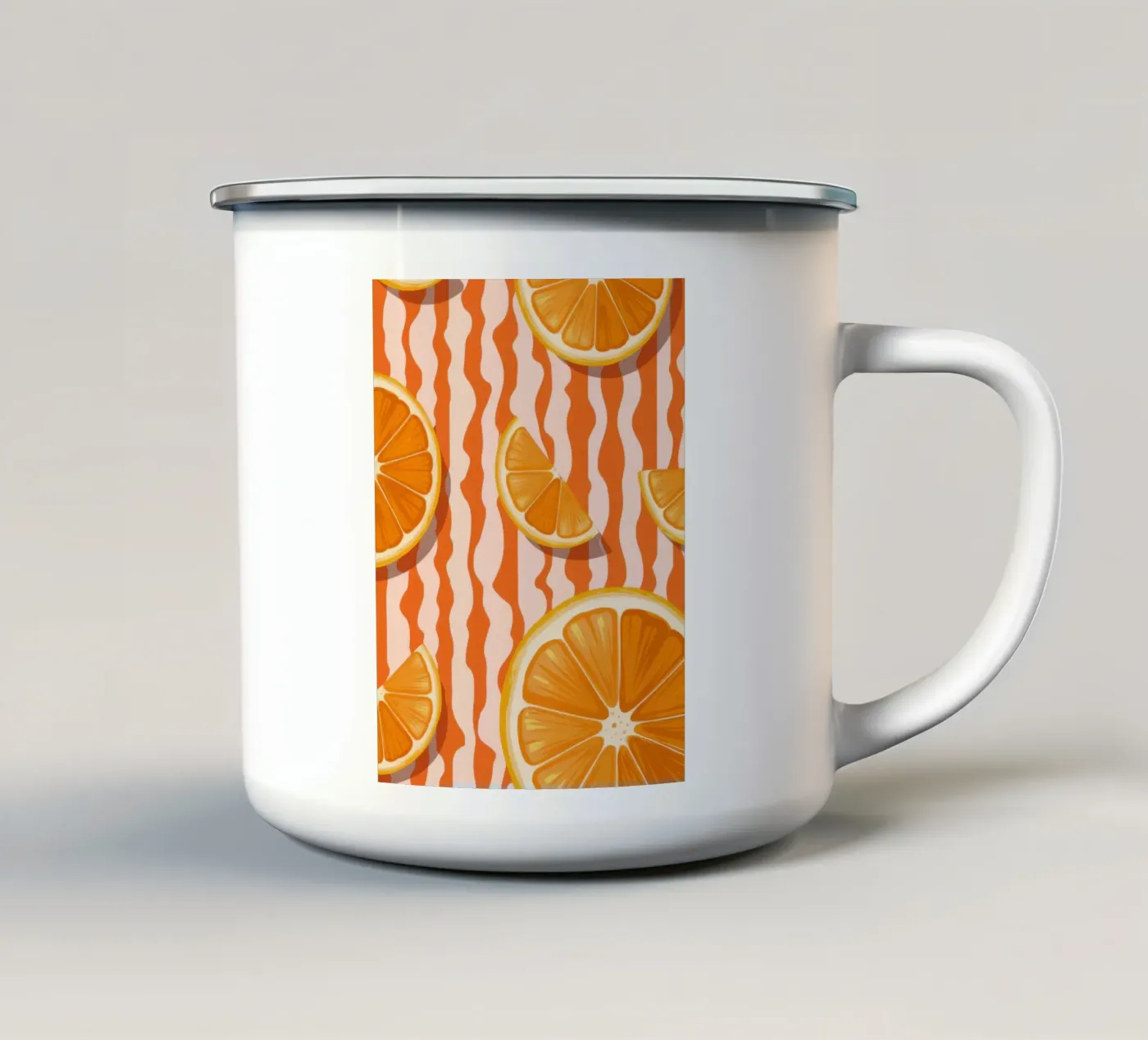 Orange Slice Pattern enamel mug by Lune Dreams