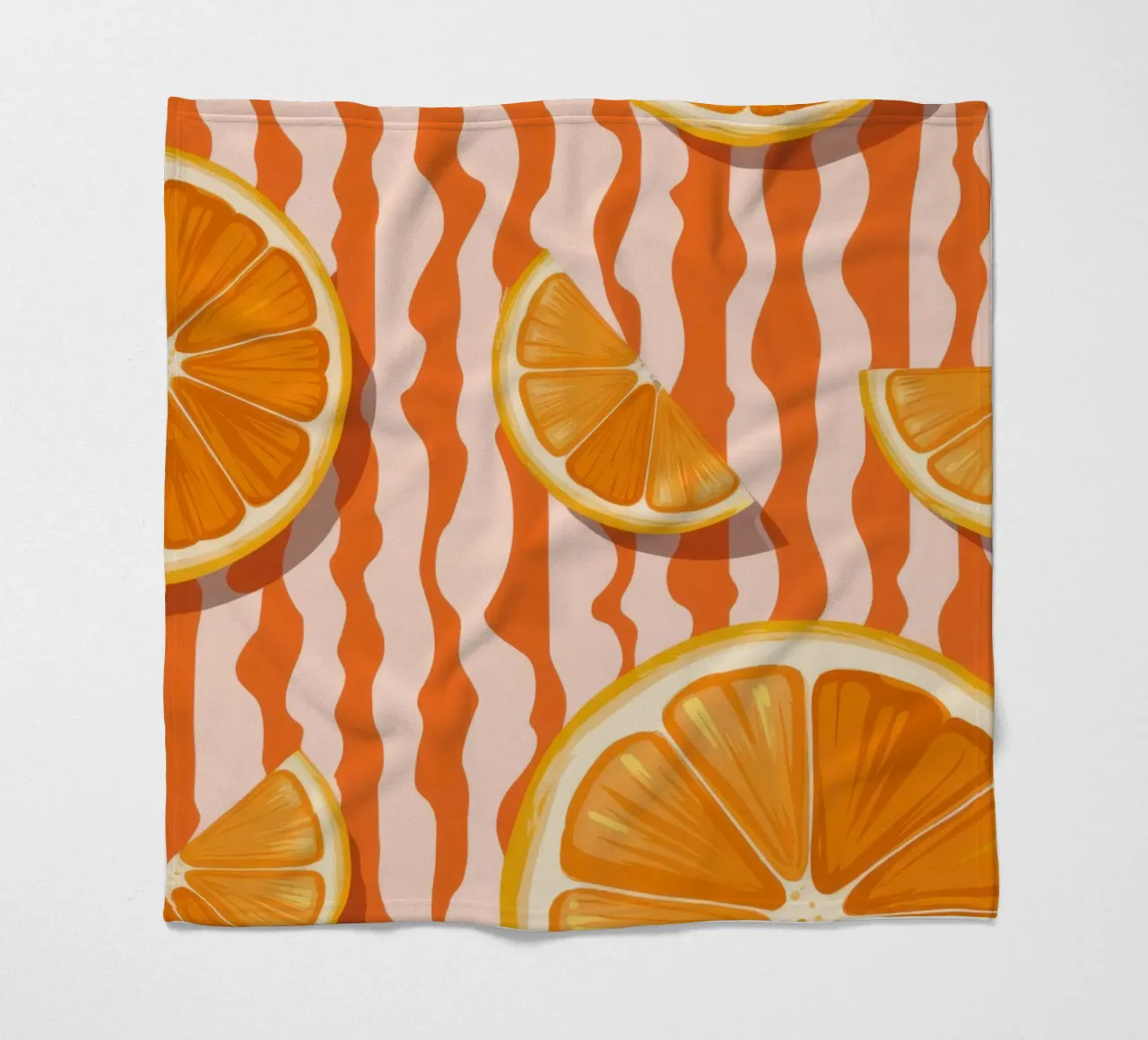 Orange Slice Pattern fleece blanket by Lune Dreams