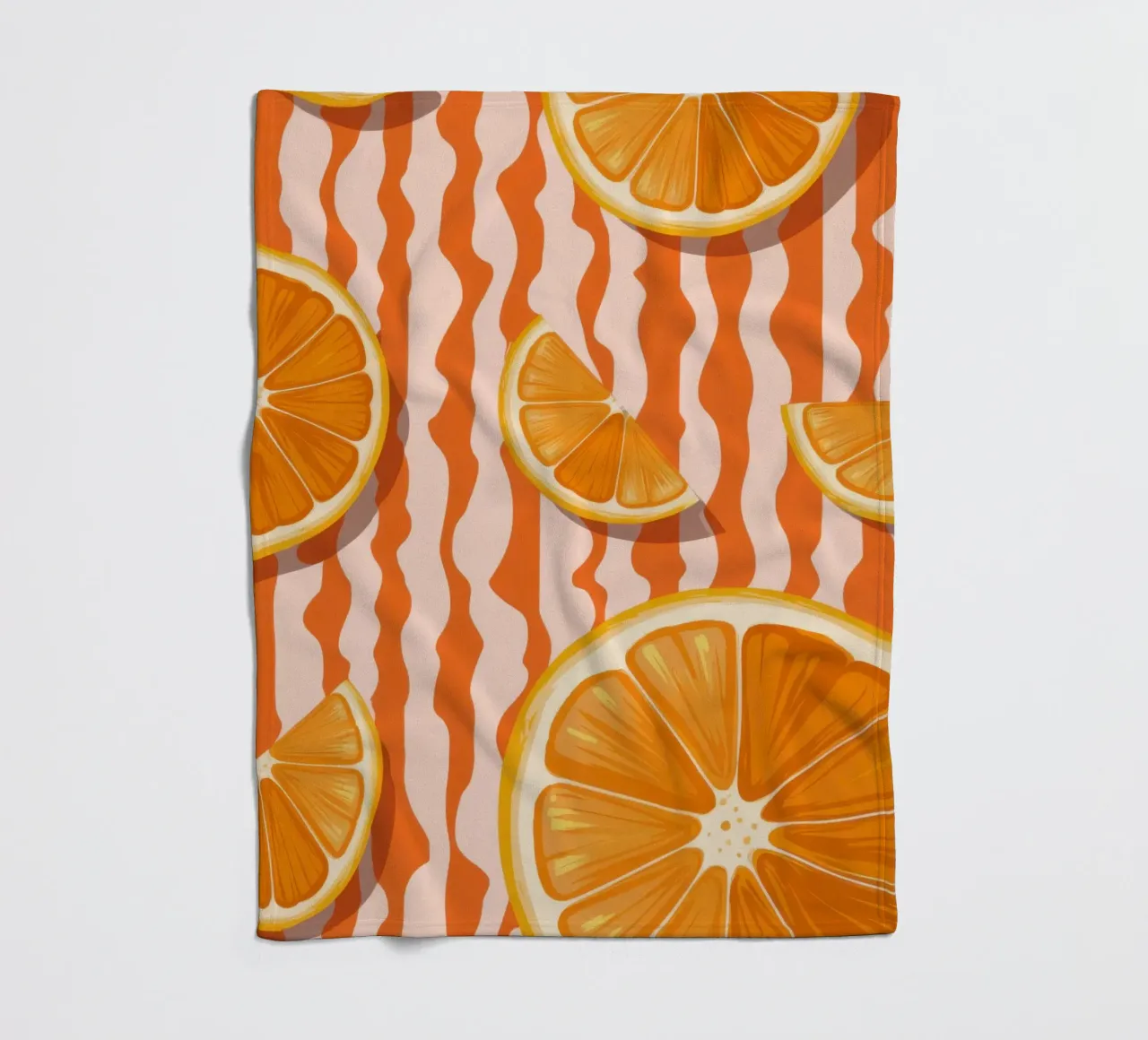 Orange Slice Pattern fleece blanket by Lune Dreams