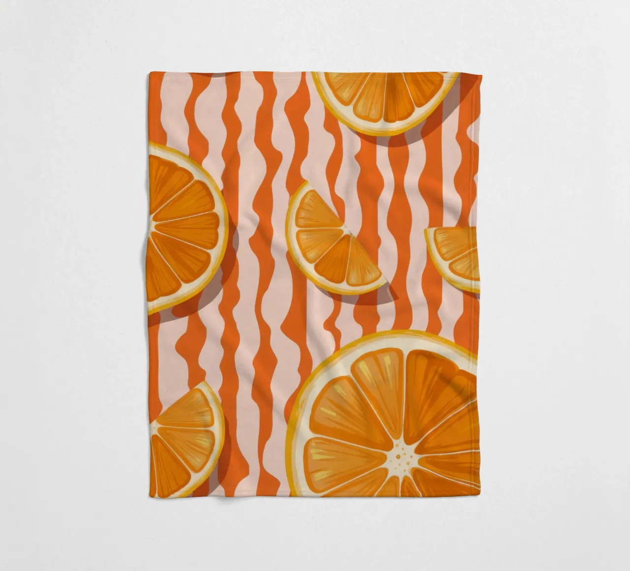 Orange Slice Pattern fleece blanket by Lune Dreams