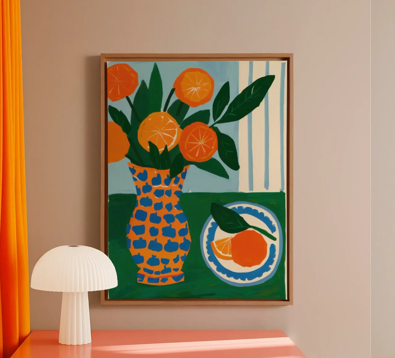 Calme en damier aux agrumes toile de Arcane Lines