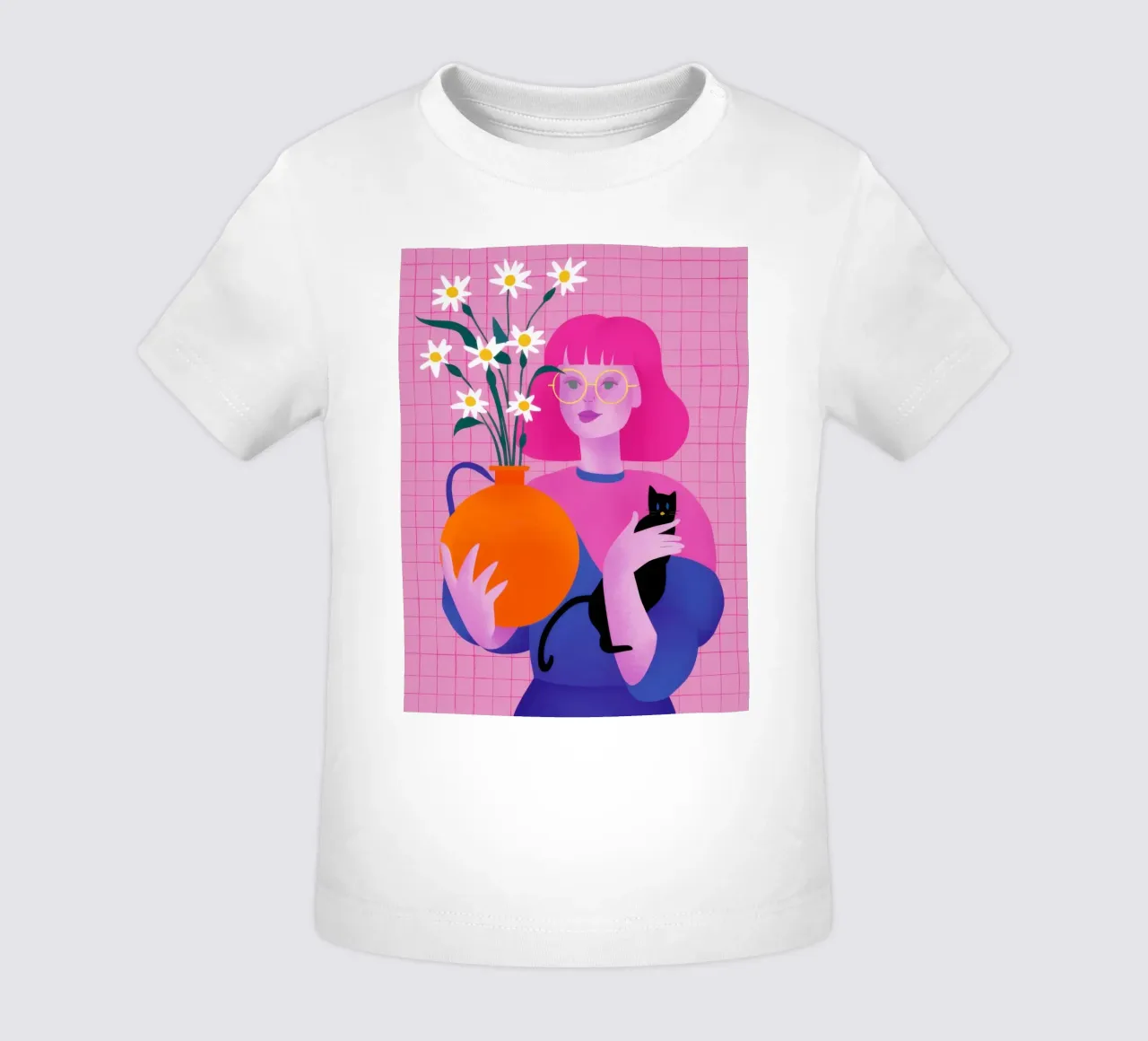 Pink Hair Black Cat baby t-shirt by Sentinel Glow