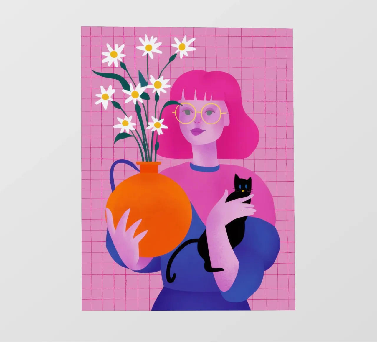 Gatto nero dal pelo rosa telo in pvc da Sentinel Glow