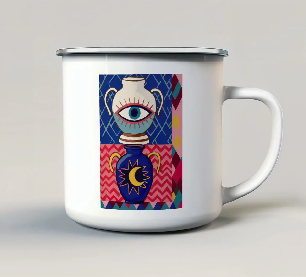 Vaso a forma di occhio cosmico tazza in smalto da Arcane Lines
