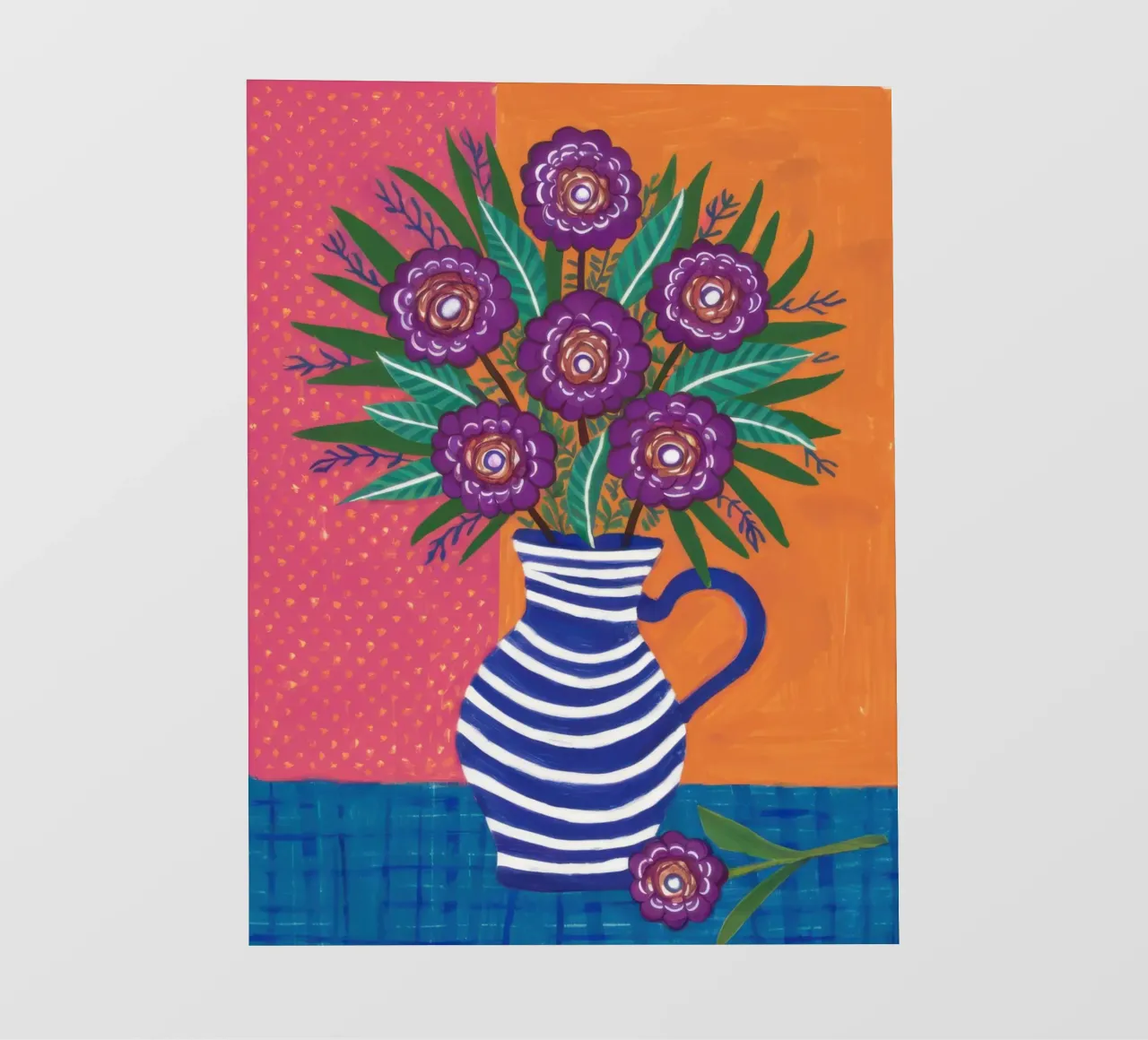 Vaso a righe Bouquet viola telo in pvc da Lune Dreams