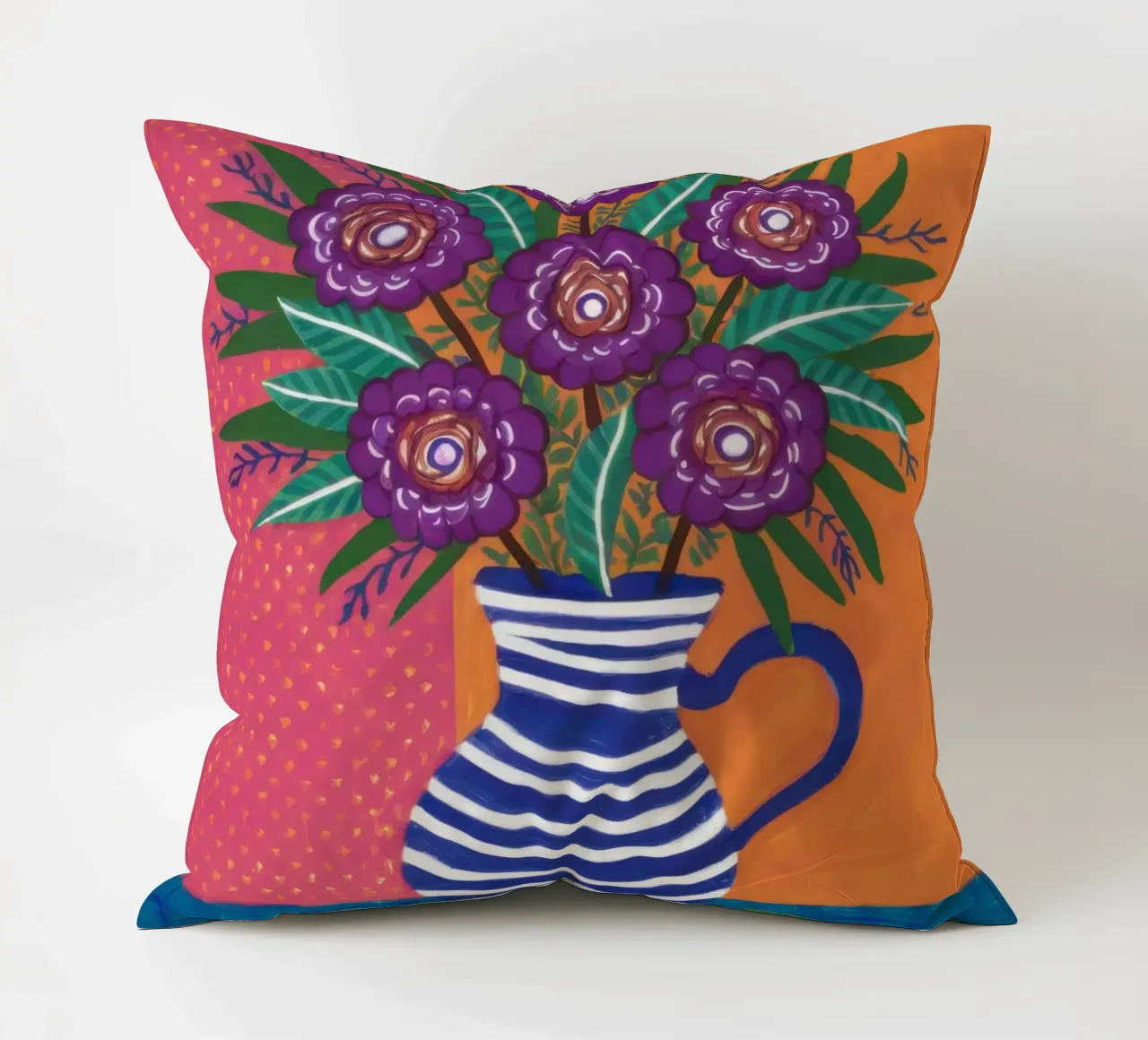 Vaso a righe Bouquet viola cuscino da Lune Dreams