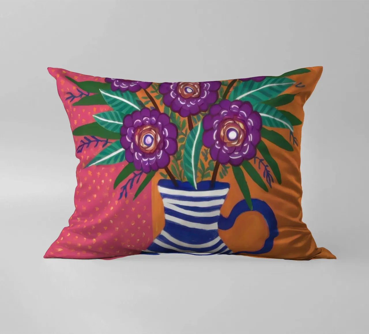 Vaso a righe Bouquet viola cuscino da Lune Dreams