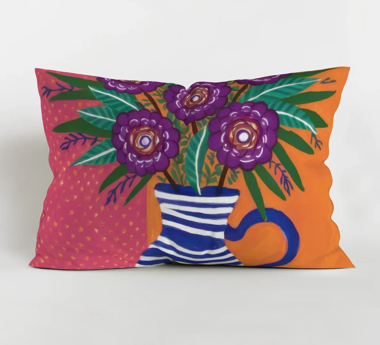 Vaso a righe Bouquet viola cuscino da Lune Dreams