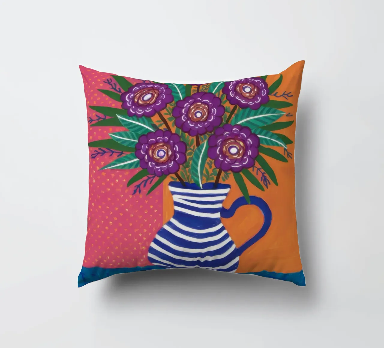 Vaso a righe Bouquet viola cuscino da Lune Dreams