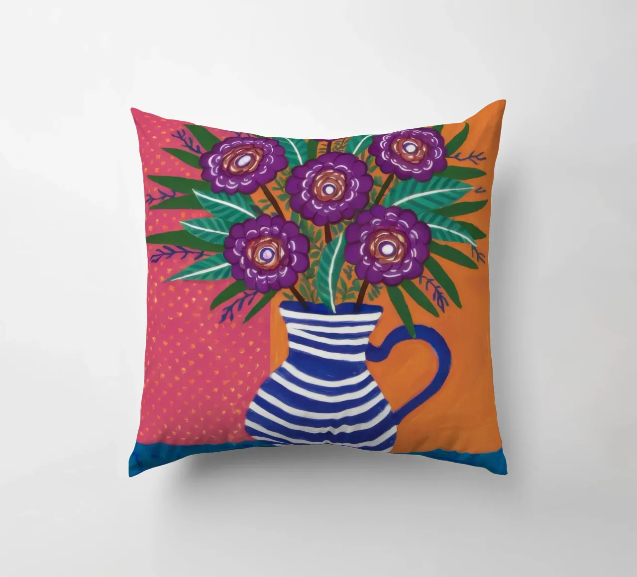 Vaso a righe Bouquet viola cuscino da Lune Dreams