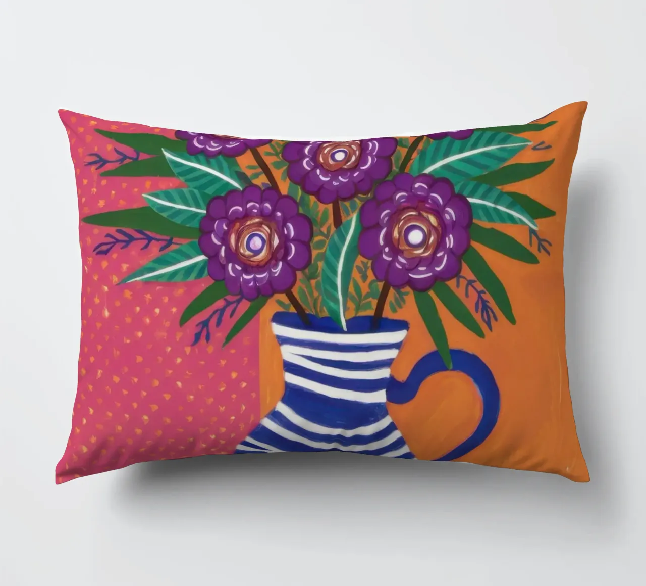 Vaso a righe Bouquet viola cuscino da Lune Dreams