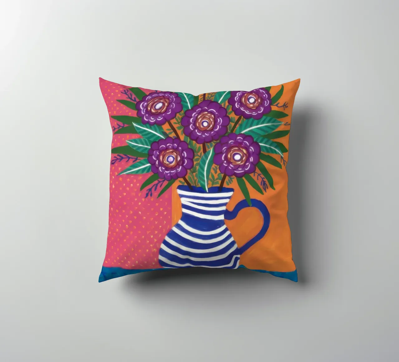 Vaso a righe Bouquet viola cuscino da Lune Dreams