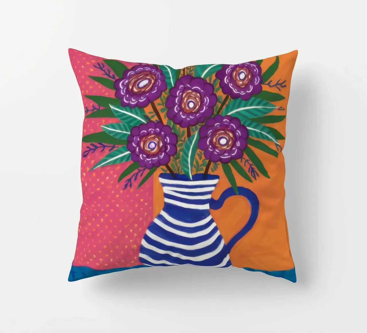 Vaso a righe Bouquet viola cuscino da Lune Dreams