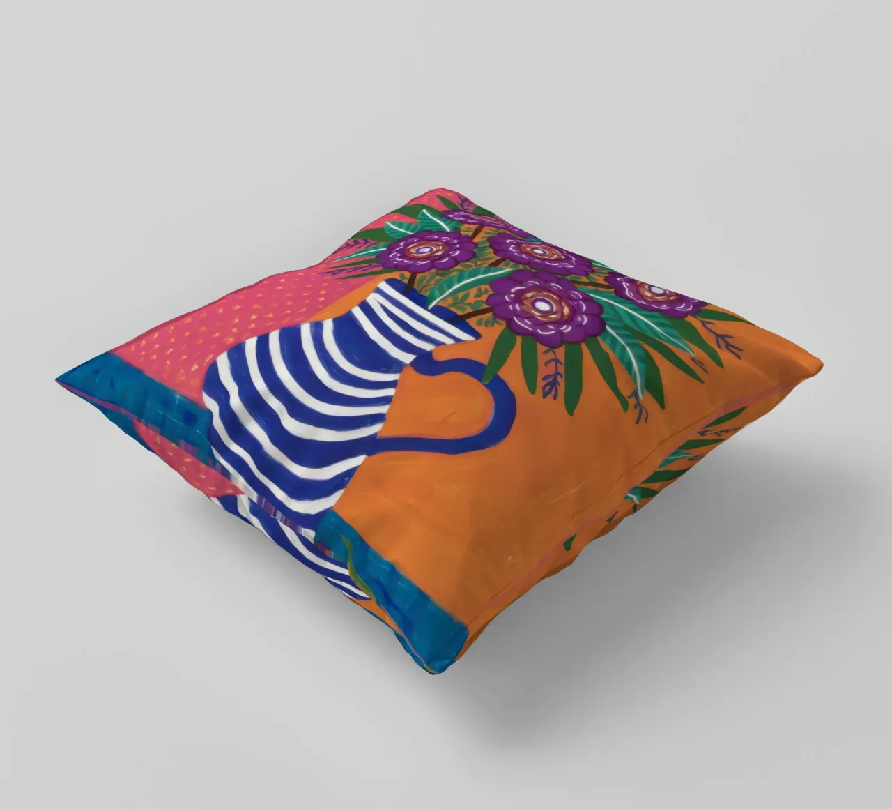 Vaso a righe Bouquet viola cuscino da Lune Dreams