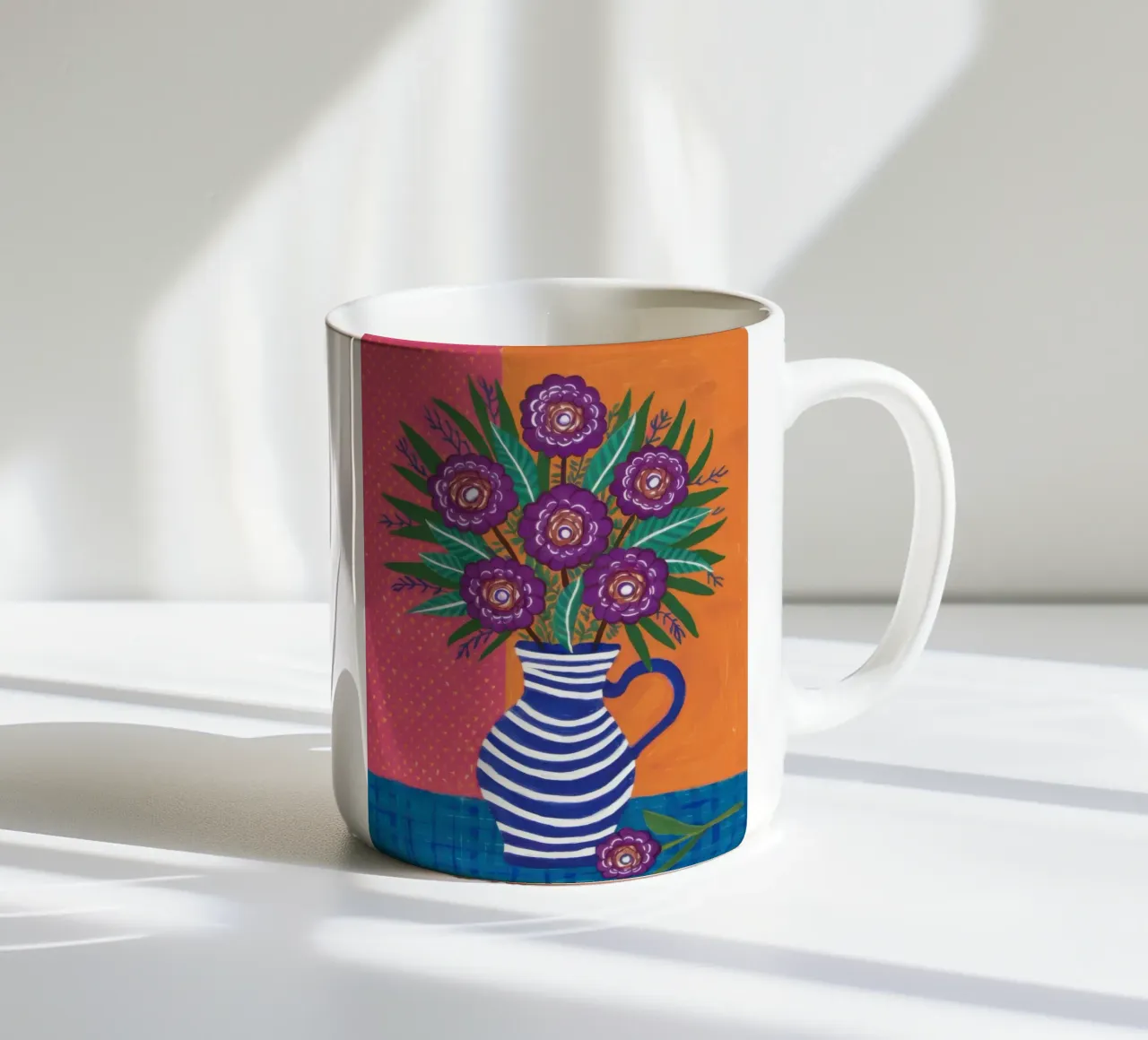 Vaso a righe Bouquet viola tazza in ceramica da Lune Dreams