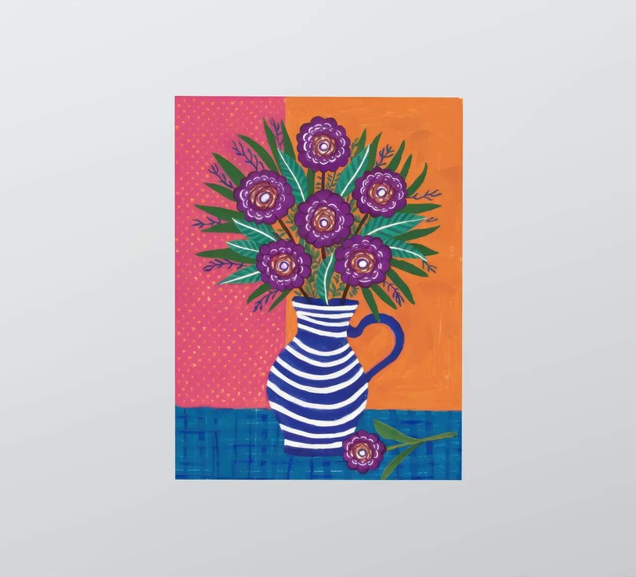 Gestreifte Vase Lila Blumenstrauß Sticker von Lune Dreams