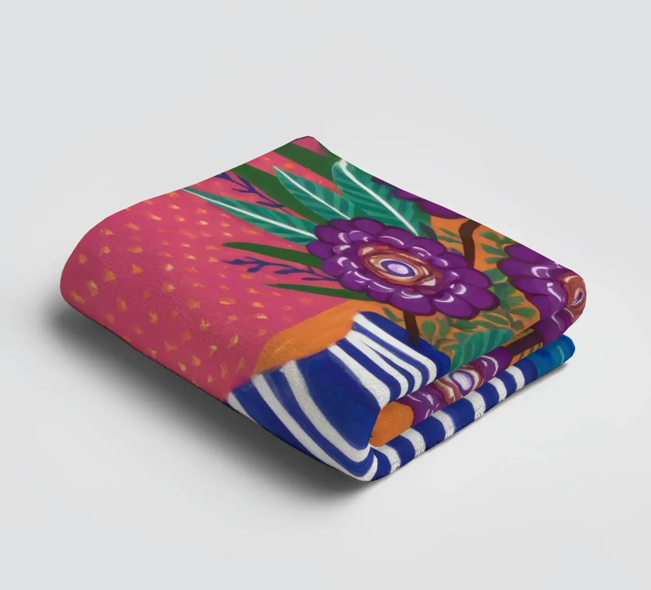 Vaso a righe Bouquet viola asciugamano da bagno da Lune Dreams