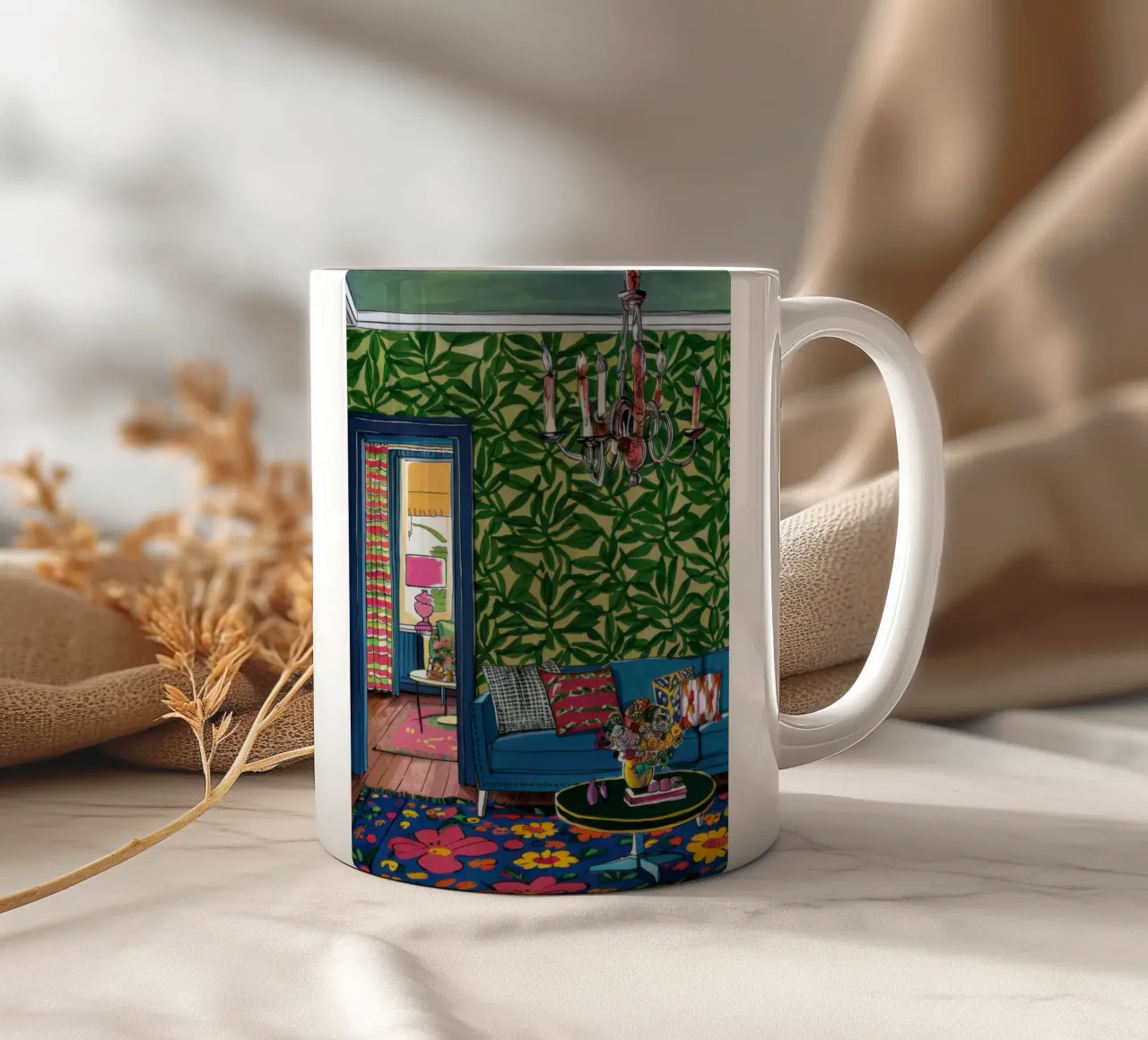 Rifugio verde massimalista tazza in ceramica da Arcane Lines