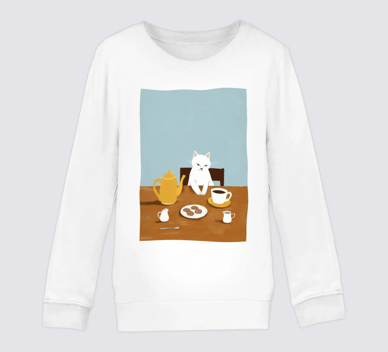 Colazione felina birichina felpa bambino da Mossy Pigment